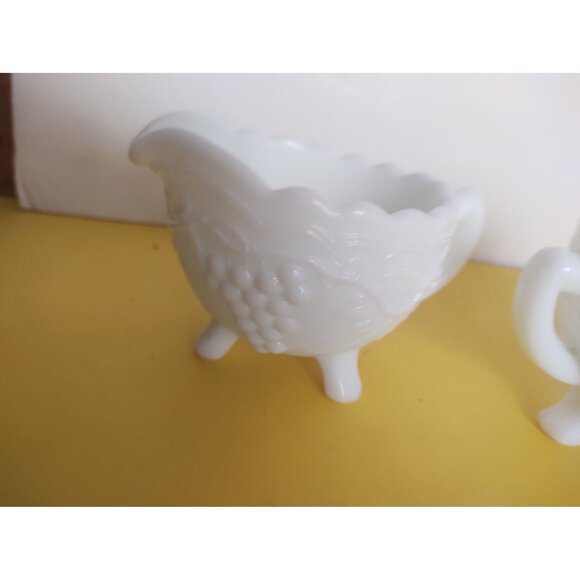Imperial Glass "Grape Vine" milk glass creamer and open sugar set. - Picture 3 of 9